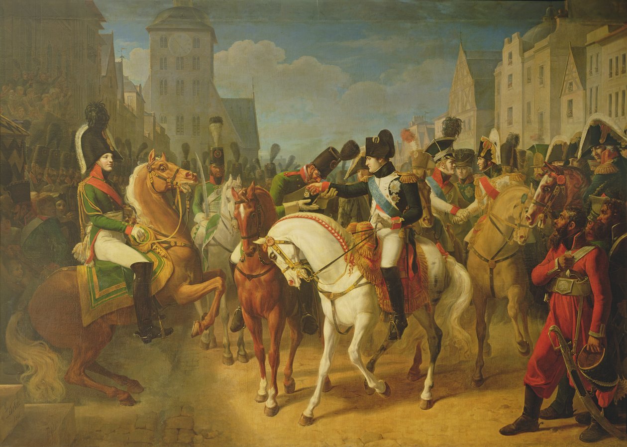 Bonaparte Napóleon (1769-1821) Lazareff gránátos díszítése Tilsitben, 1807. július 8. alkotó: Jean Baptiste Debret