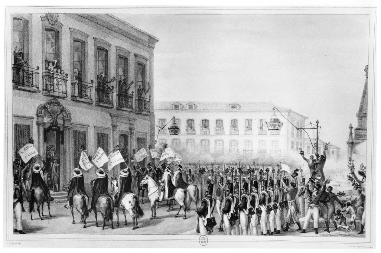 I. Pedro (1798-1834) brazil császár felkiáltása, Rio de Janeiro, 1831. április 7., illusztráció a 