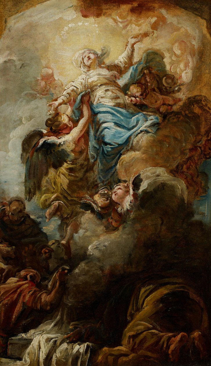 Tanulmány a Szűz mennybemeneteléhez, 1760 körül (olaj, papír) alkotó: Jean Baptiste Deshays de Colleville
