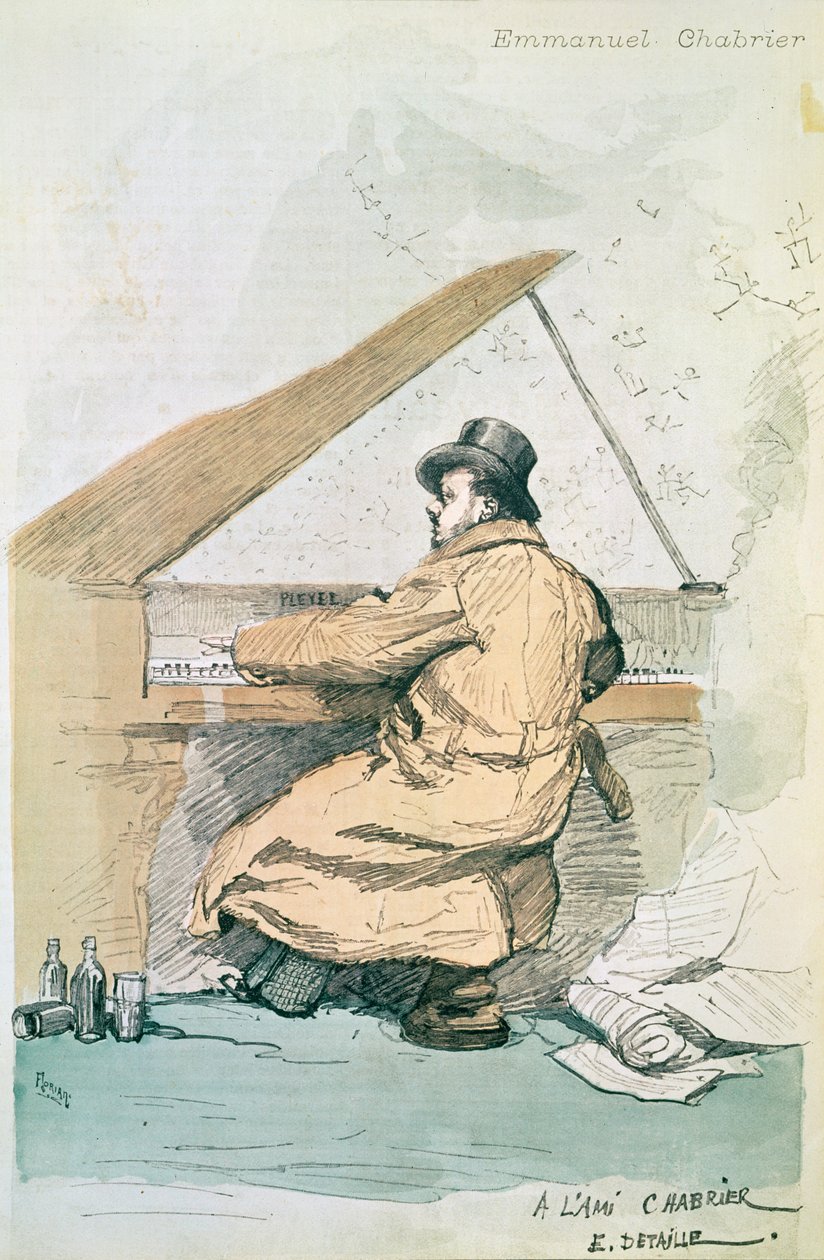 Emmanuel Chabrier, borítóillusztráció a „La Revue Illustree”-ből, vésette Florian, 1887 alkotó: Jean Baptiste Edouard Detaille