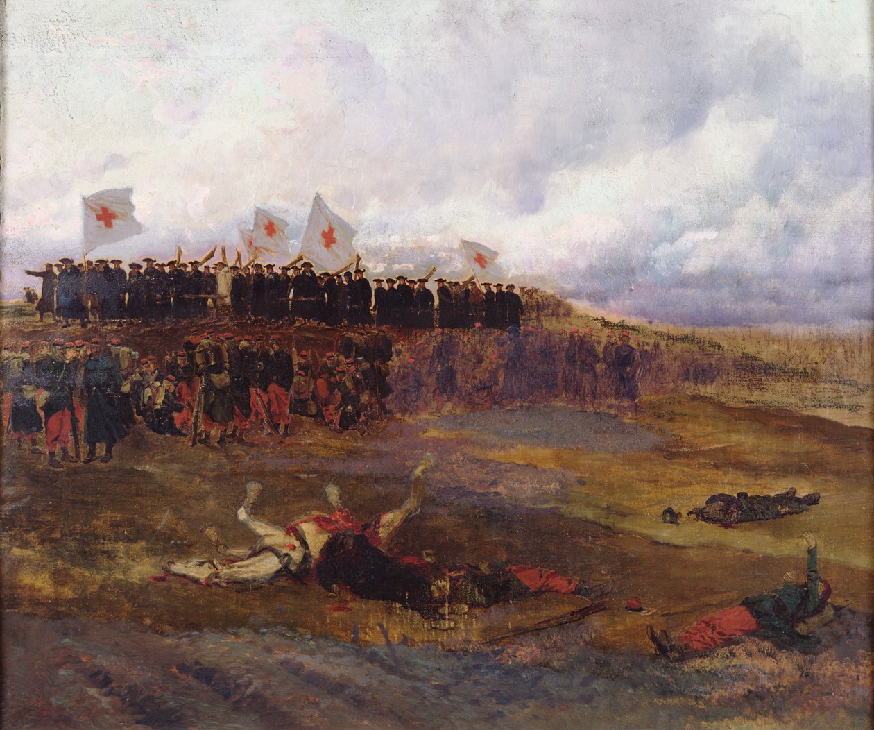 Hordágyhordozók a csatatéren Párizs ostroma alatt alkotó: Jean Baptiste Edouard Detaille
