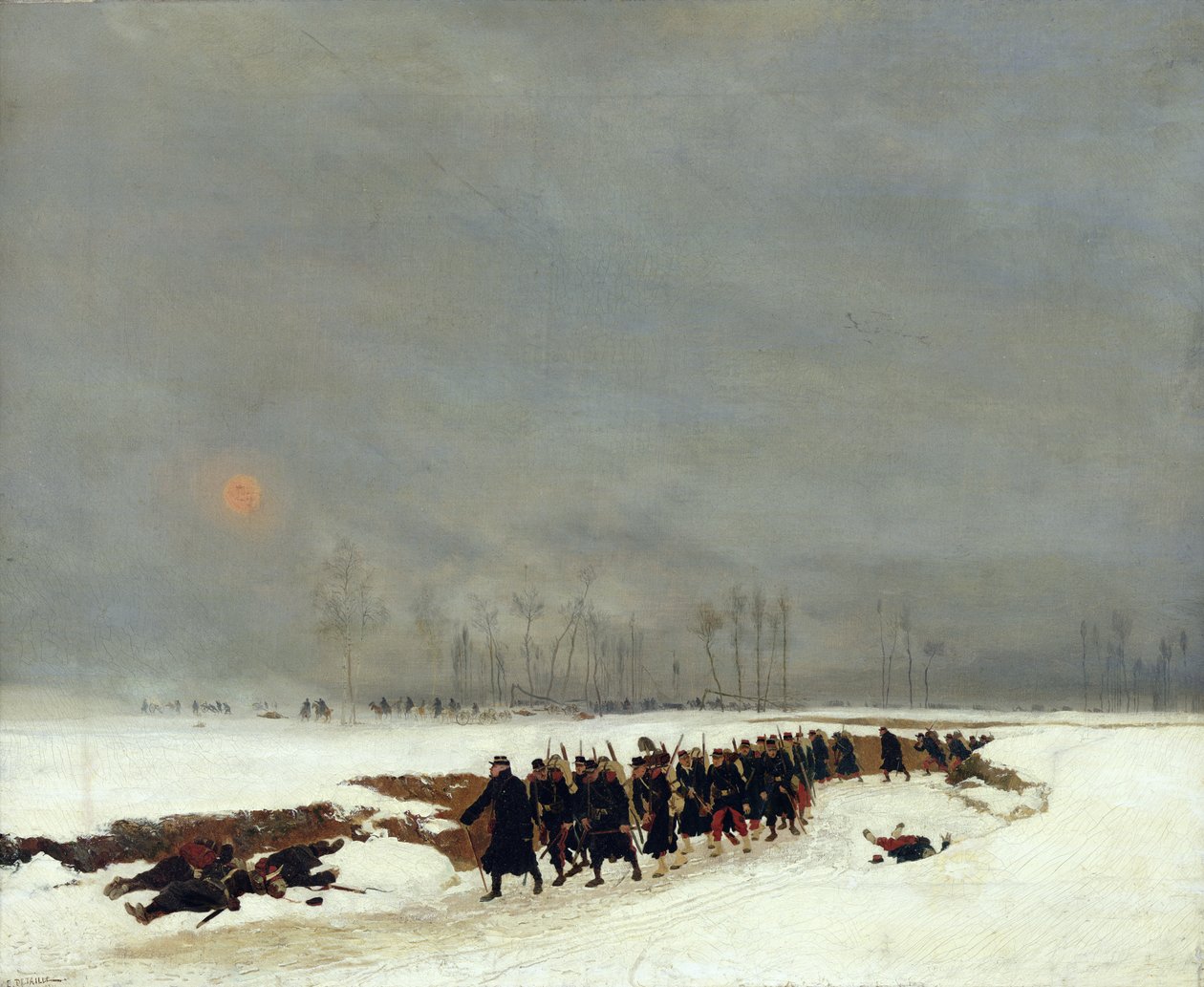 Az 1870-71-es háború: Egy gyalogoszlop úton a rajtaütés felé, 1872 alkotó: Jean Baptiste Edouard Detaille