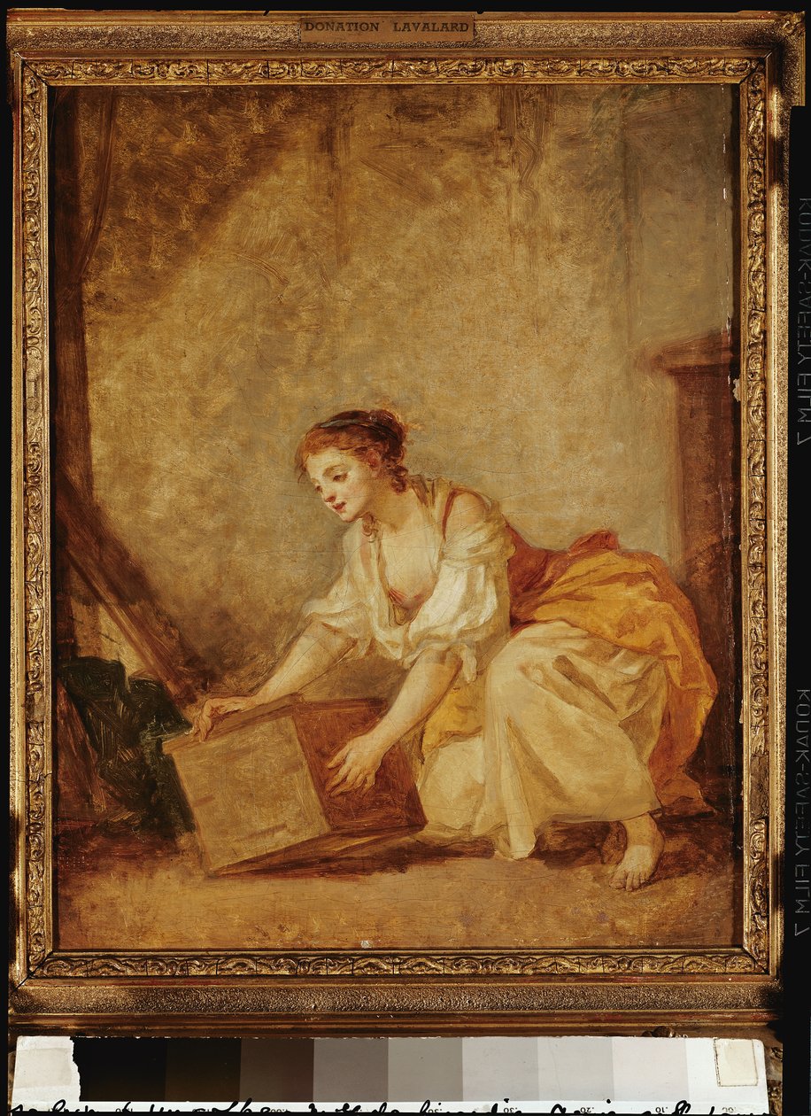 Egy fiatal lány mellet emel alkotó: Jean Baptiste Greuze