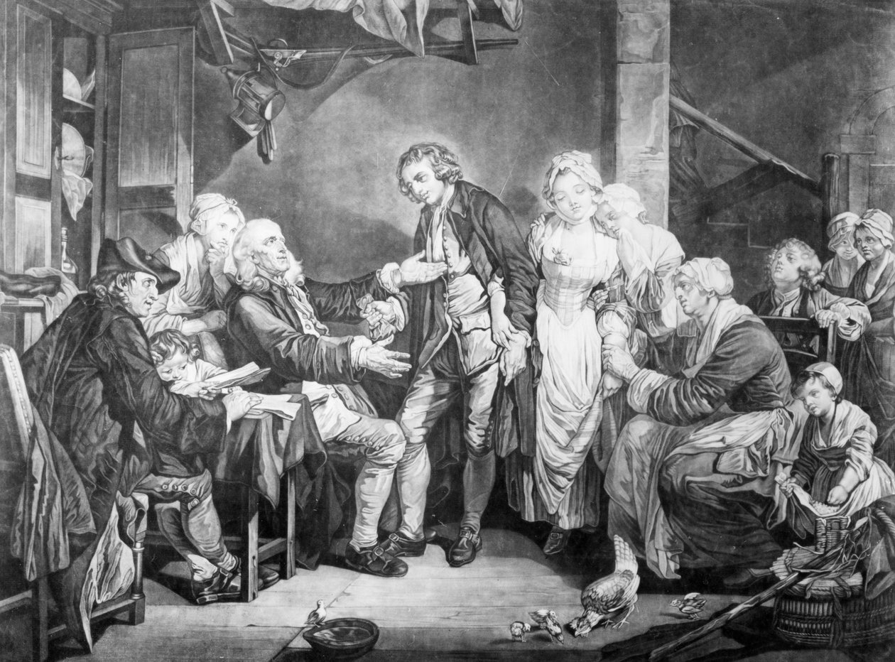 Házassági áldás, vésette Samuel De Wilde, 1777 alkotó: Jean Baptiste Greuze