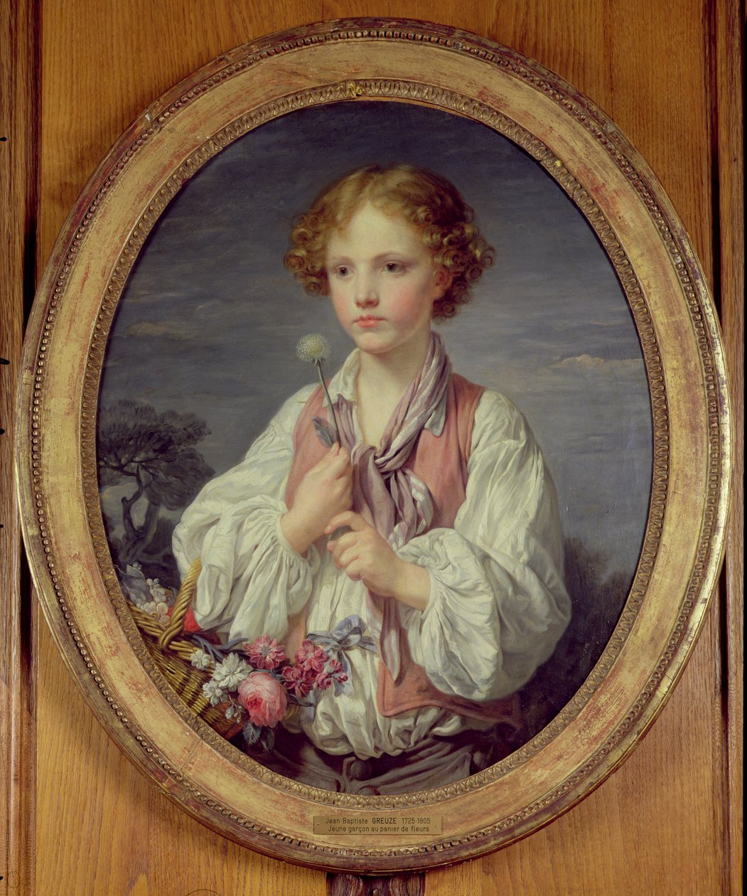 Fiatal fiú egy kosár virággal alkotó: Jean Baptiste Greuze