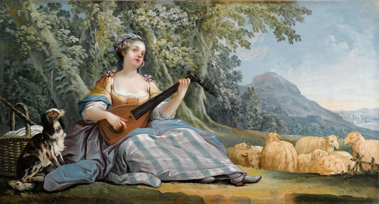 Mandolint játszó pásztorlány alkotó: Jean Baptiste Huet