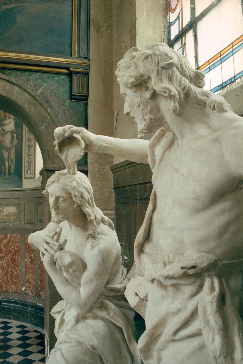 Krisztus megkeresztelkedése, amelyet unokaöccse, Jean-Baptiste Lemoyne II (1704-78) végzett (márvány) (lásd a 252684-es részletet) alkotó: Jean Baptiste I Lemoyne