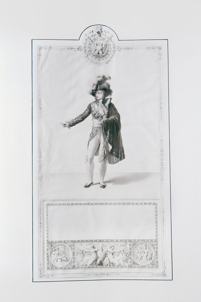Egy nagyherceg jelmeze I. Napóleon császár és Jozefin császárnő 1804. december 2-i párizsi koronázására, illusztráció a "Livre du Sacre" című, 1804-15-ben Párizsban kiadott könyvből (e alkotó: Jean Baptiste Isabey