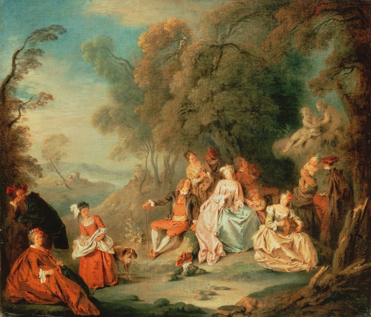 Elegáns társaság egy parkban alkotó: Jean Baptiste Joseph Pater