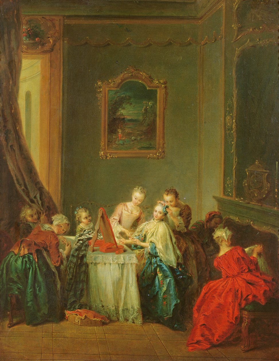 A WC: Fiatal nő a fésülködőasztalánál alkotó: Jean Baptiste Joseph Pater