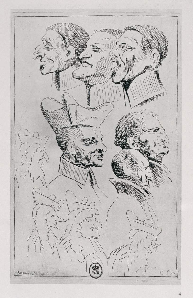 Jezsuiták alakjai karikatúrában, 1762 körül alkotó: Jean Baptiste Jouvenet