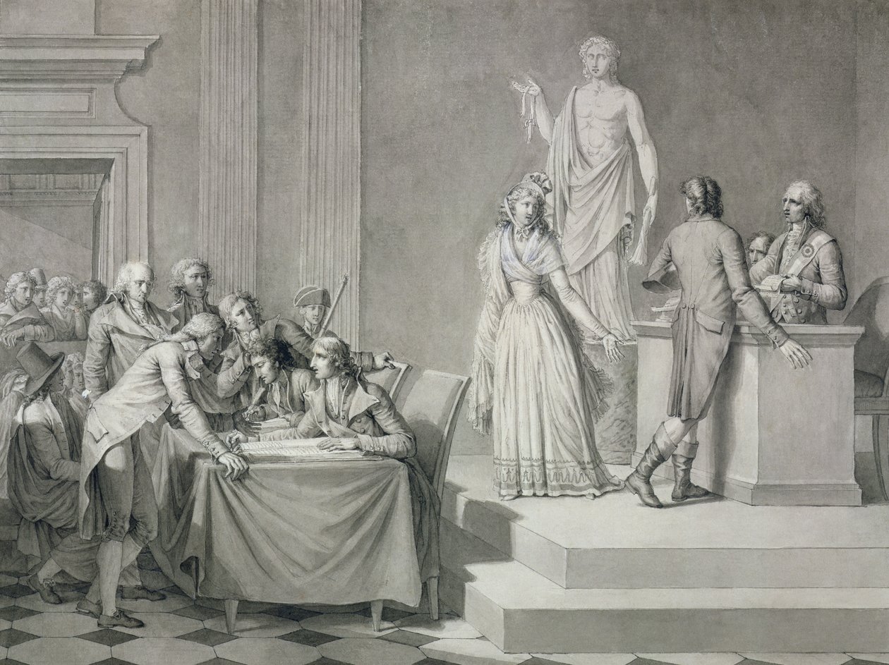 Republikánus válás (toll, tinta és grisaille papíron) alkotó: Jean Baptiste Mallet