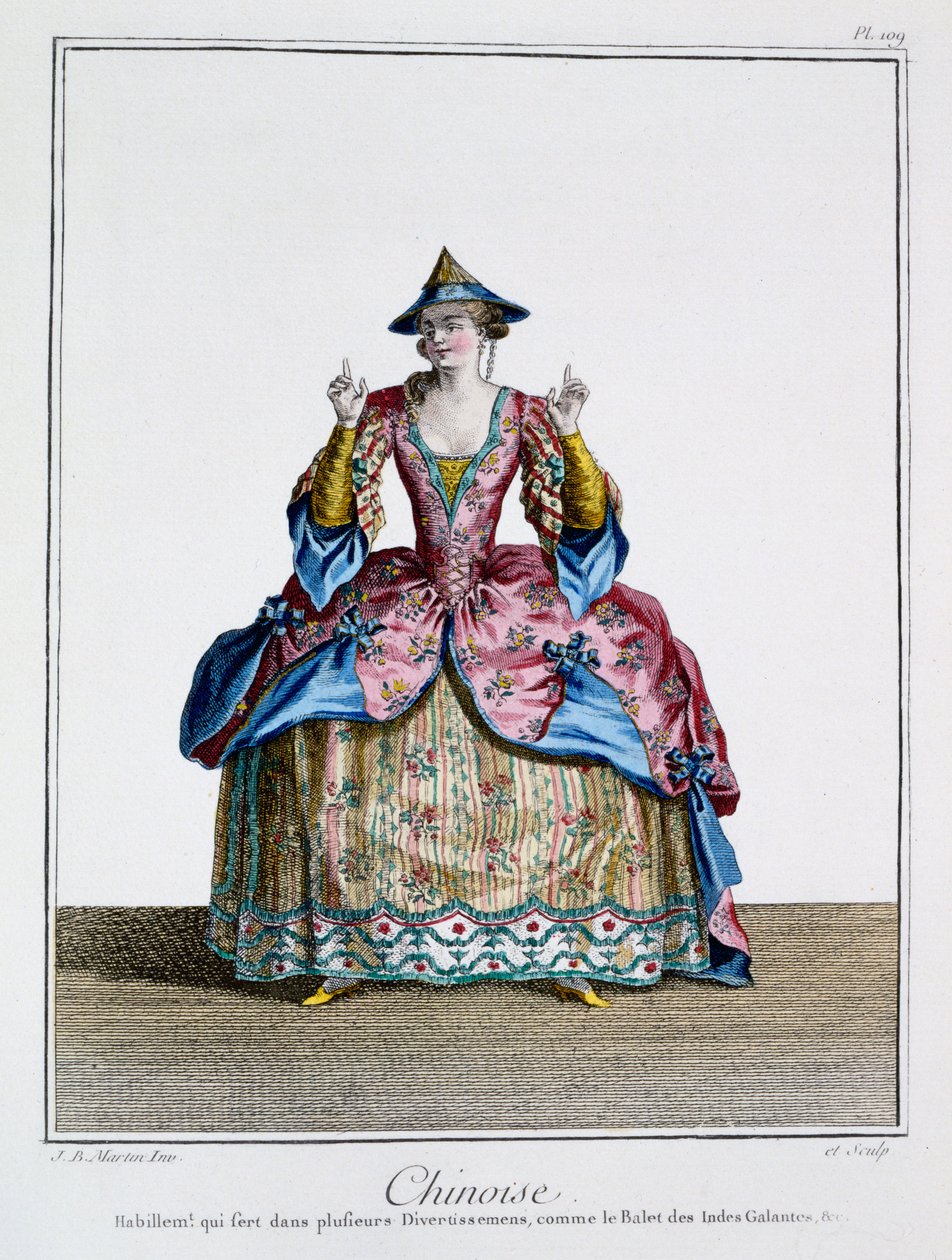 Chinoise, a „Ballet des Indes Galantes”-ból, 18. század vége (kézzel színezett metszet) alkotó: Jean Baptiste Martin