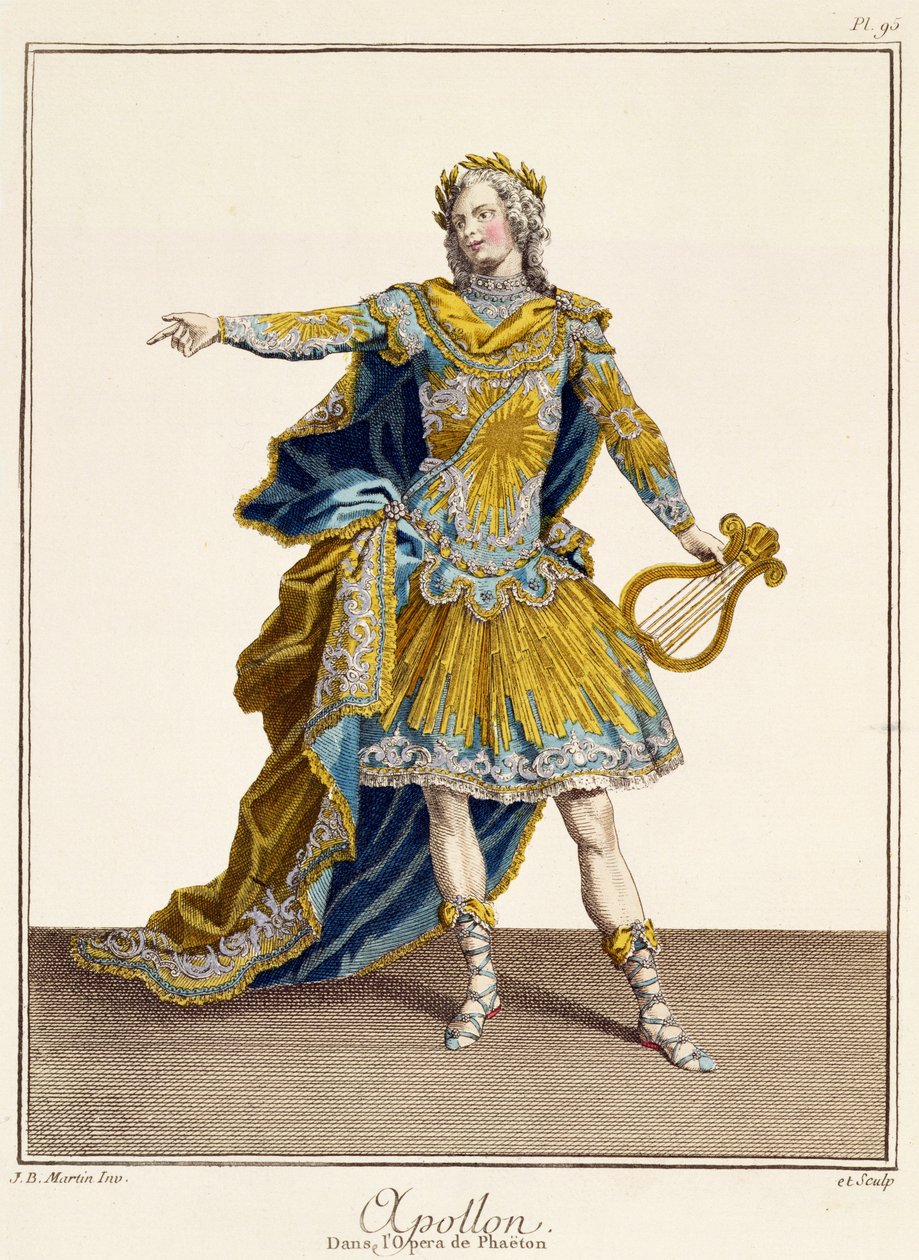 Apollón jelmeze a „Phaethon” operában, a művész metszetével, 1780 körül alkotó: Jean Baptiste Martin