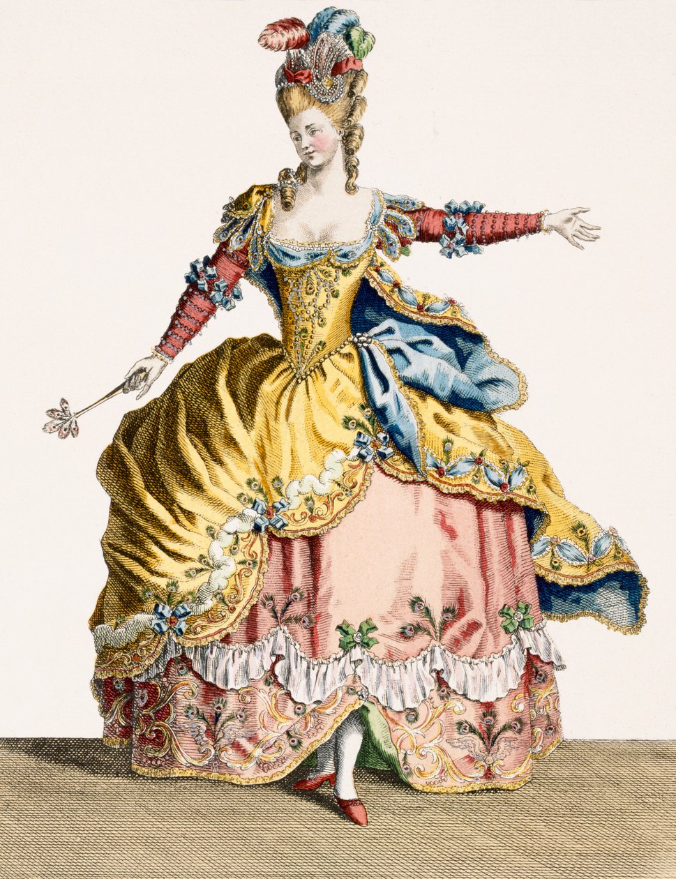 Jelmez a Szilfok Királynőjének az Elemek Balettjében, Rene Gaillard (kb.1719-90) metszete 1780 körül alkotó: Jean Baptiste Martin