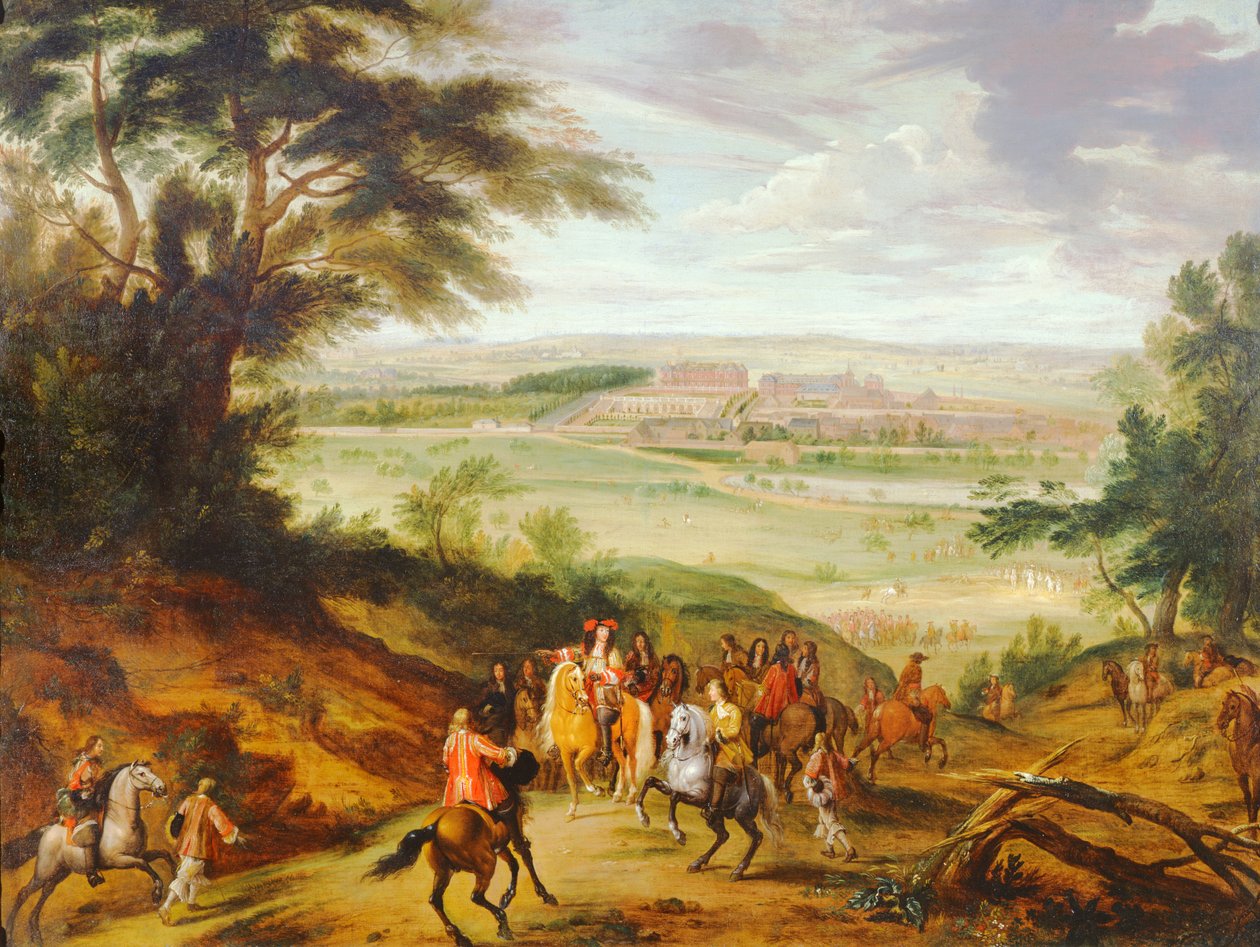 XIV. Lajos Versailles-szal a távolban alkotó: Jean Baptiste Martin