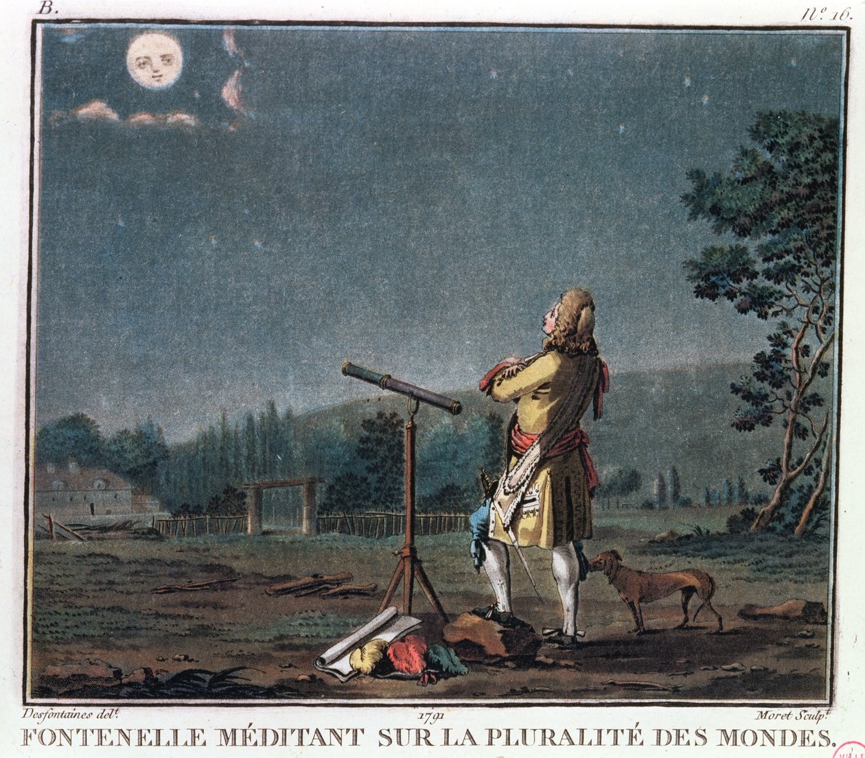 Bernard Le Bovier de Fontenelle (1657-1757) Elmélkedik a világok terjedésén, 1791 alkotó: Jean Baptiste Morret