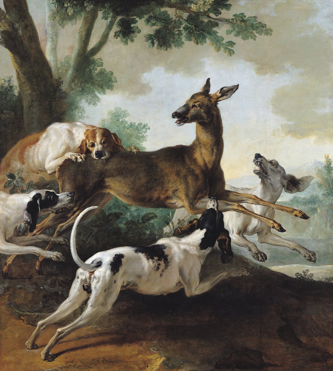 Egy kutyák által üldözött szarvas, 1725 alkotó: Jean Baptiste Oudry