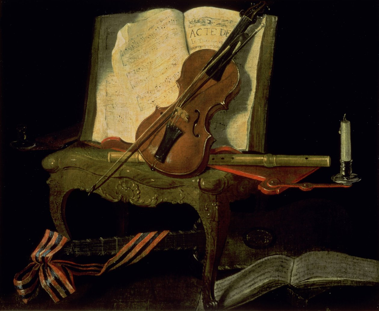 Csendélet hegedűvel alkotó: Jean Baptiste Oudry