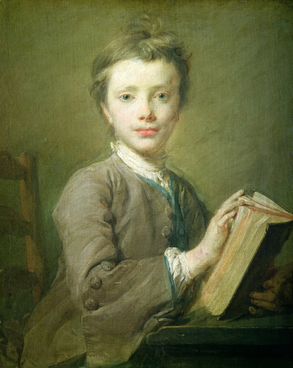 Egy fiú könyvvel, 1740 körül (pasztell, papíron) alkotó: Jean Baptiste Perronneau