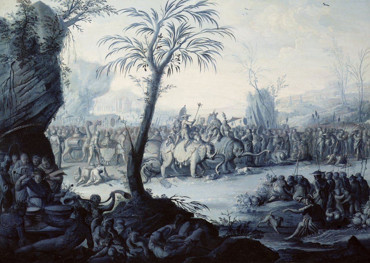 Chinoiserie tájkép figurákkal és állatokkal alkotó: Jean Baptiste Pillement