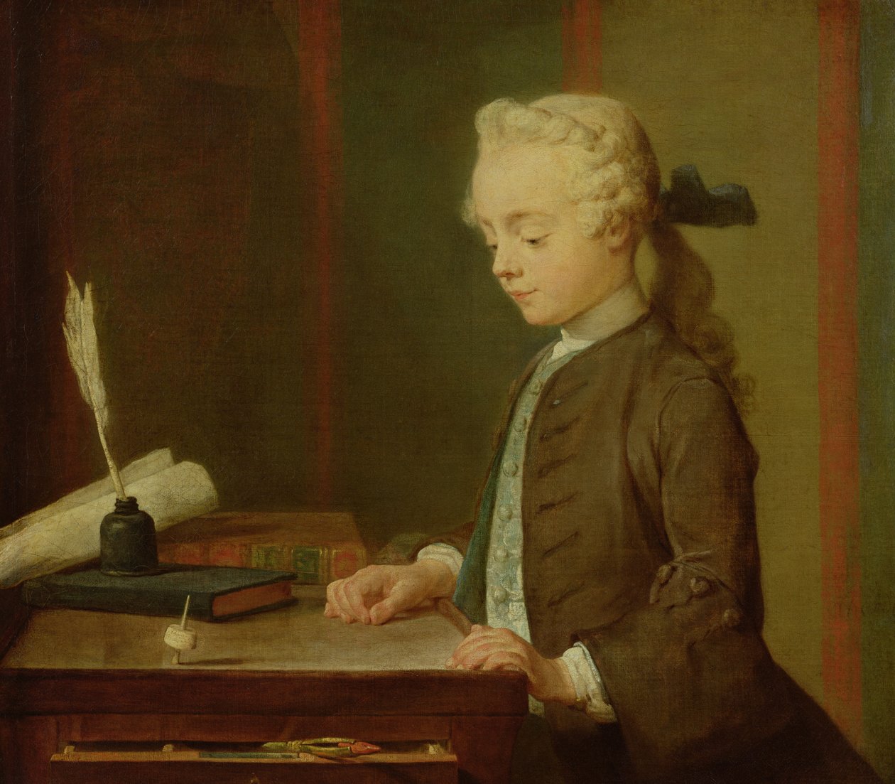 Gyermek Teetotummal, 1738 alkotó: Jean Baptiste Simeon Chardin