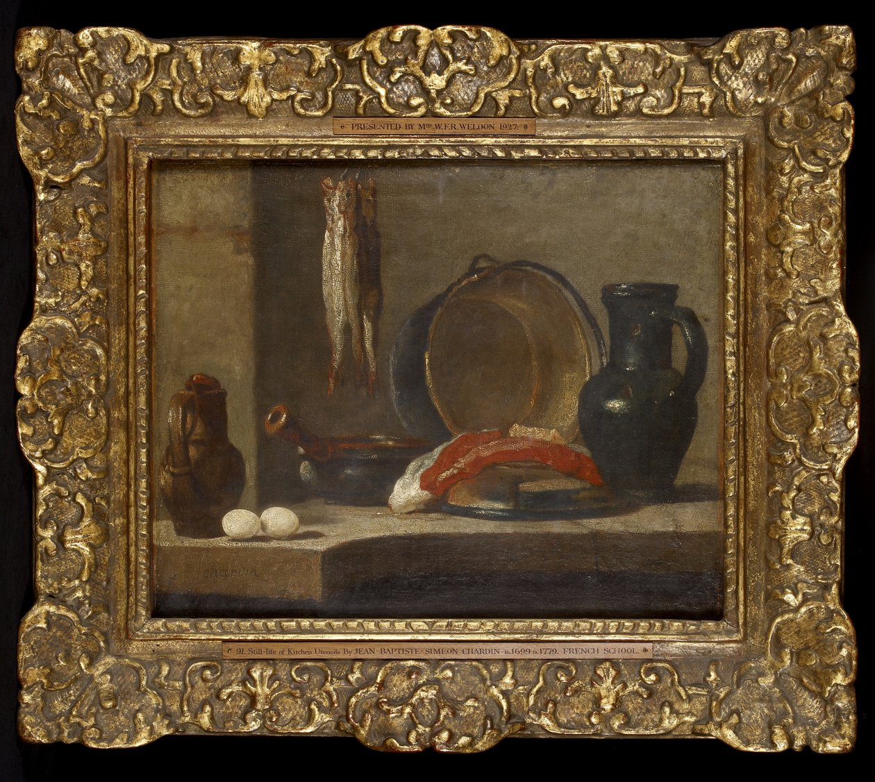 Konyhai eszközök csendélete, 1733-34 körül alkotó: Jean Baptiste Simeon Chardin