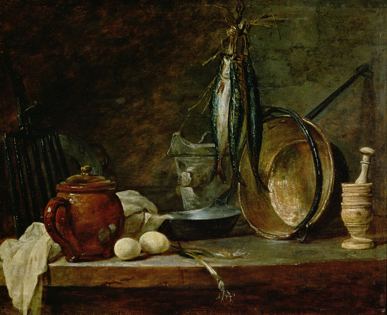Csendélet: Fast Day Menu, 1731 (olaj, réz) alkotó: Jean Baptiste Simeon Chardin