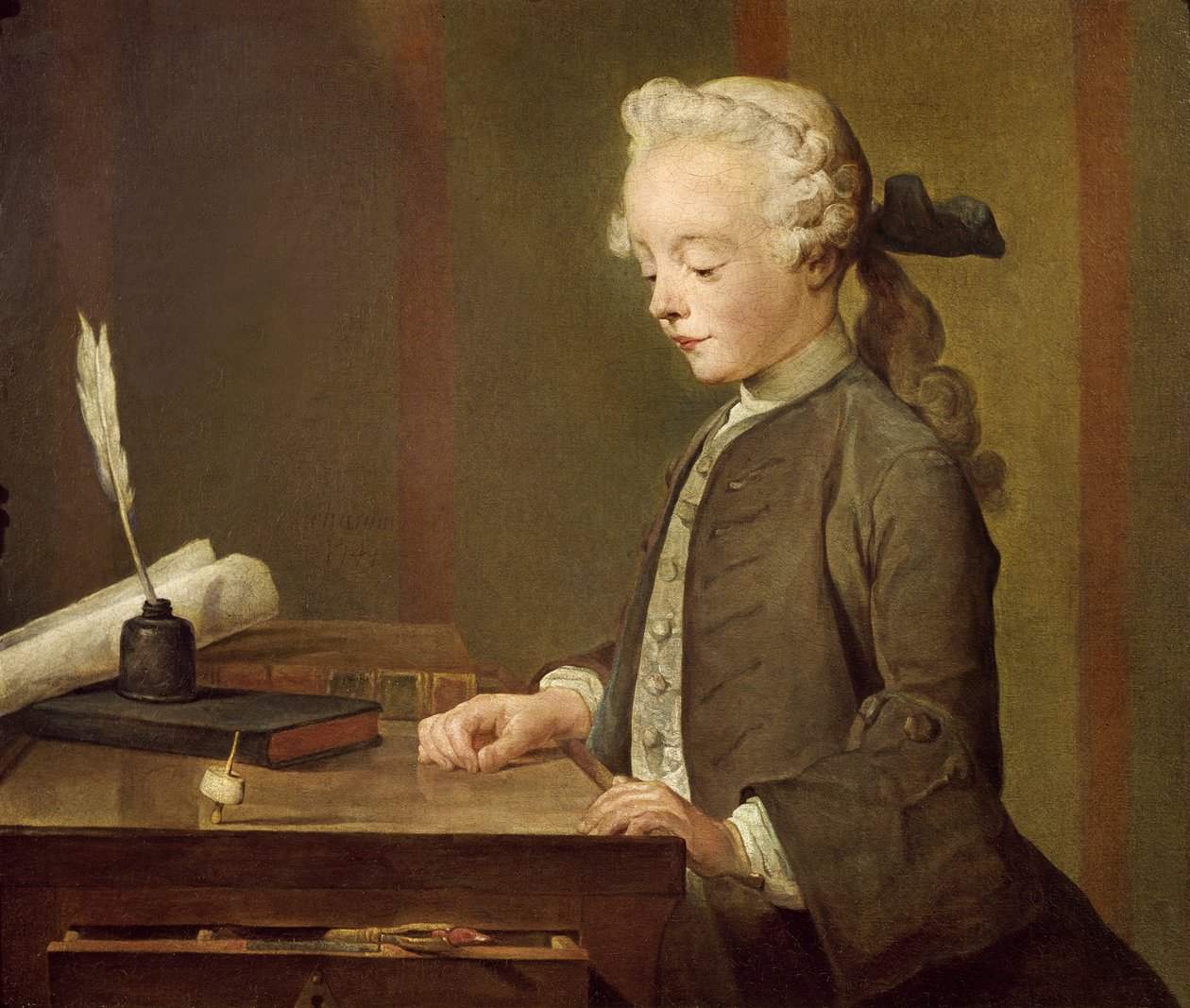 The Child with a Teetotum, Auguste-Gabriel Godefroy (1728-1813) portréja, 1741 alkotó: Jean Baptiste Simeon Chardin