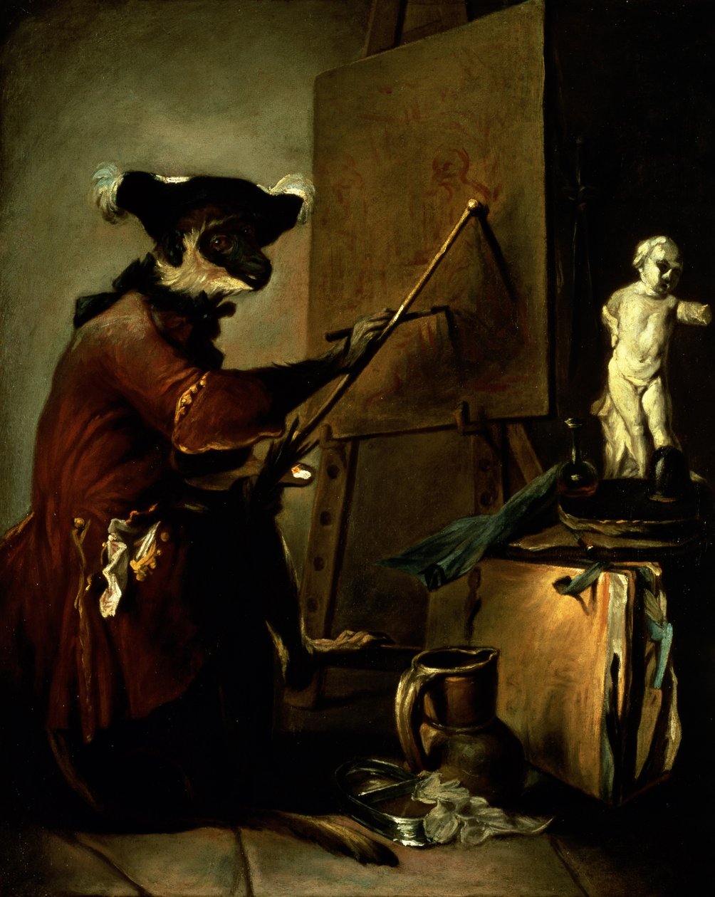 A majomfestő, 1740 alkotó: Jean Baptiste Simeon Chardin