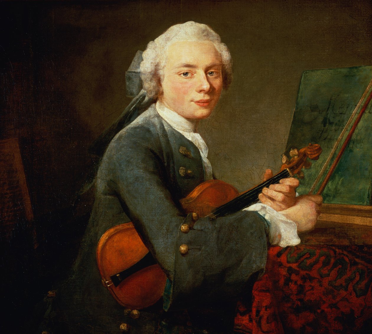 Fiatal férfi hegedűs, avagy Charles Theodose Godefroy (1718-96) portréja 1738 körül alkotó: Jean Baptiste Simeon Chardin