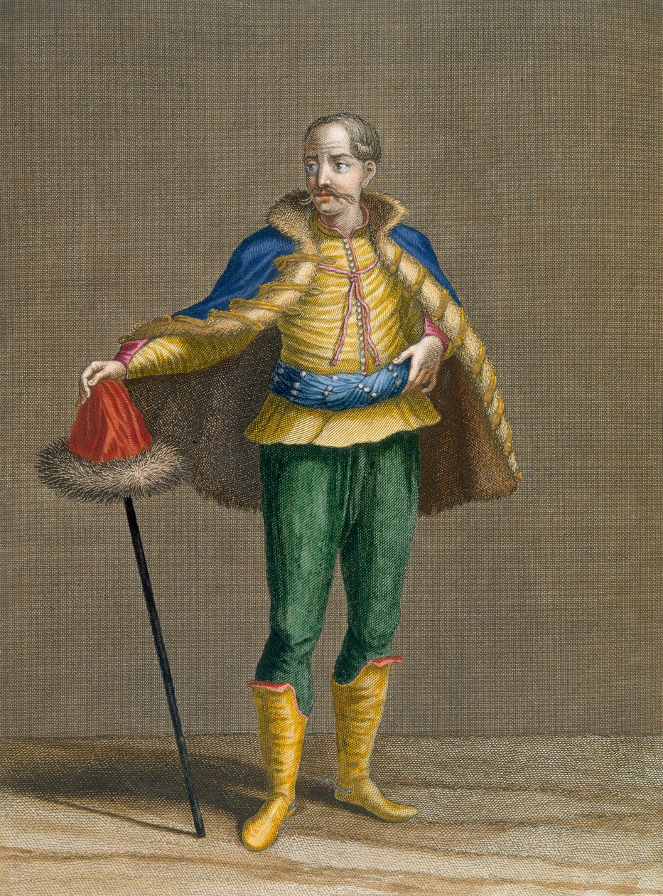 Magyar, 76-os tábla Charles de Ferriol „Levante különböző nemzeteit ábrázoló száz lenyomat gyűjteményéből”, vésett: Jean-Baptiste Haussard (fl.1679-1749), 1707-08 (színes) alkotó: Jean Baptiste Vanmour