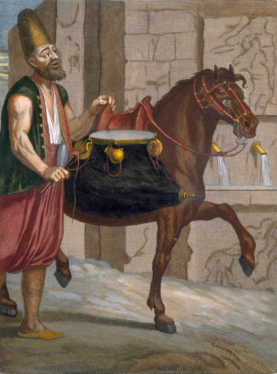 Saka, egy jótékonykodó dervis, aki vizet vitt a város köré, 1708 körül. alkotó: Jean Baptiste Vanmour