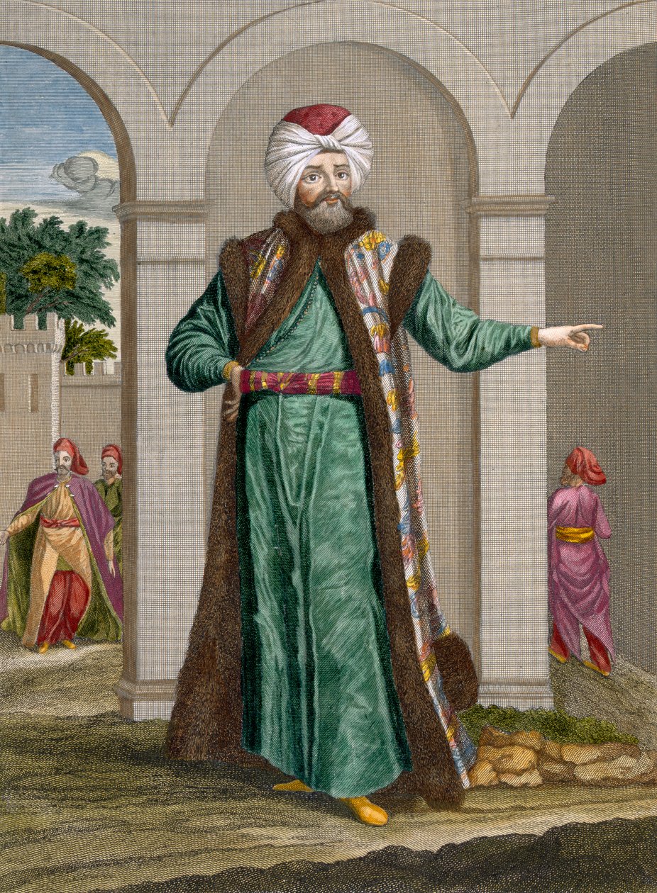 A Bostangi-Bachi, 18. tábla Charles de Ferriol "A Levante különböző nemzeteit ábrázoló száz metszet gyűjteményéből", metszette Gerard Scotin (1671-1716), 1707-08 (színezett en alkotó: Jean Baptiste Vanmour