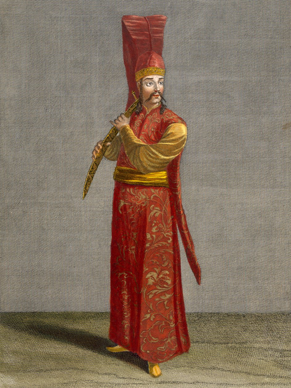 A Selekir Agassi, 7. tábla Charles de Ferriol „Levante különböző nemzeteit ábrázoló száz lenyomat gyűjteményéből”, vésette: Gerard Scotin (1671-1716), 1707-08 (színes en alkotó: Jean Baptiste Vanmour