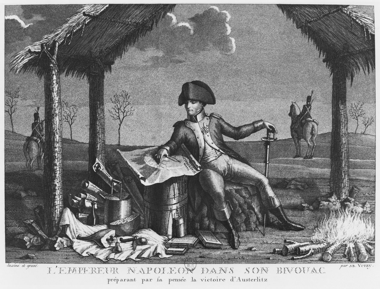 I. Napóleon császár bivakja Austerlitz győzelmét tervezi, 1805 alkotó: Jean Baptiste Verzy