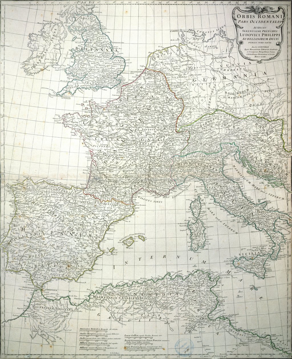 A Római Birodalom nyugati részének térképe, 1763 alkotó: Jean Baptiste d