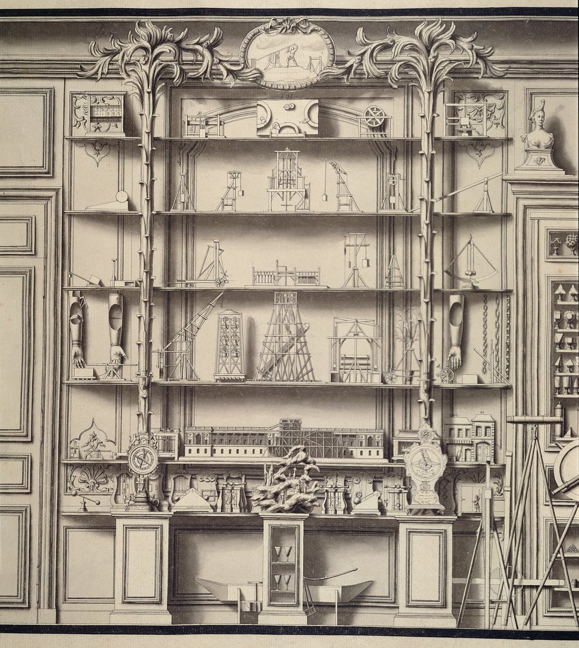 A Les Forces Movvantes modelljei, a Bonnier de la Mossons Cabinet de Physique-től (toll és tinta, valamint papíron mosható) alkotó: Jean Baptiste, the Younger Courtonne