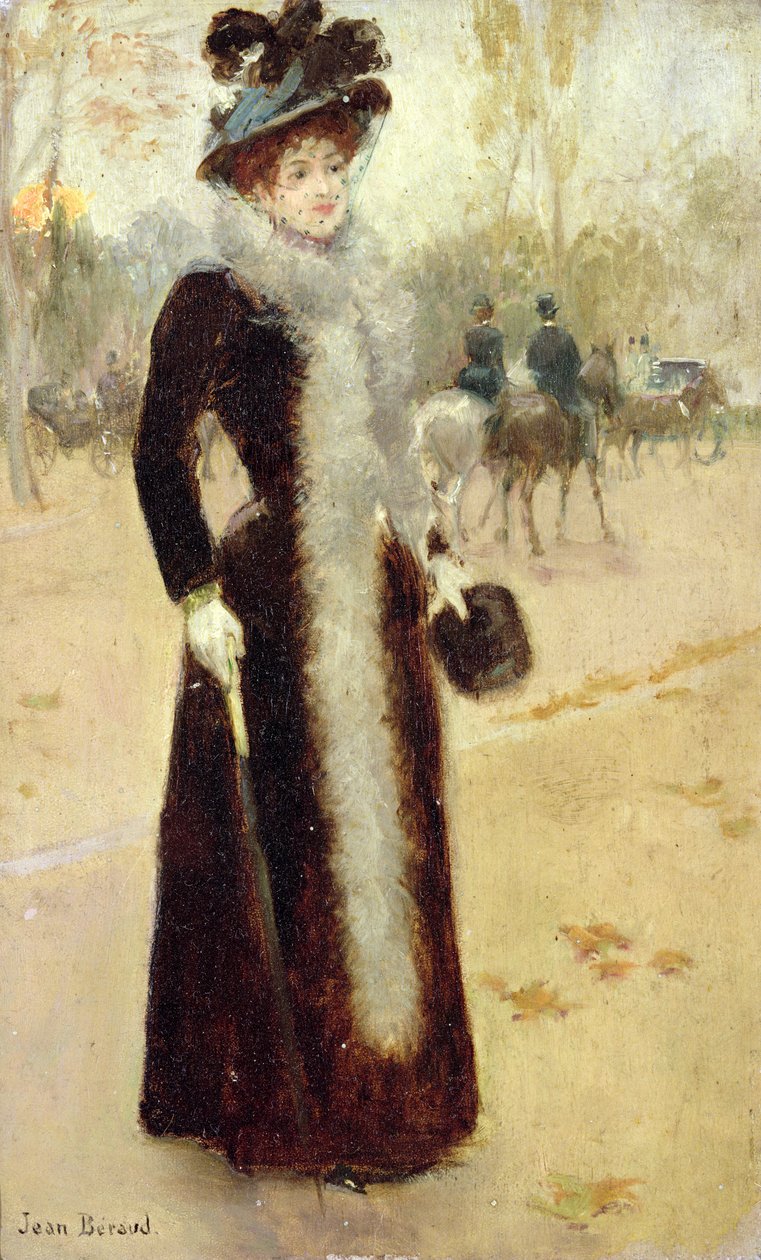 Egy párizsi nő a Bois de Boulogne-ban, 1899 körül alkotó: Jean Beraud