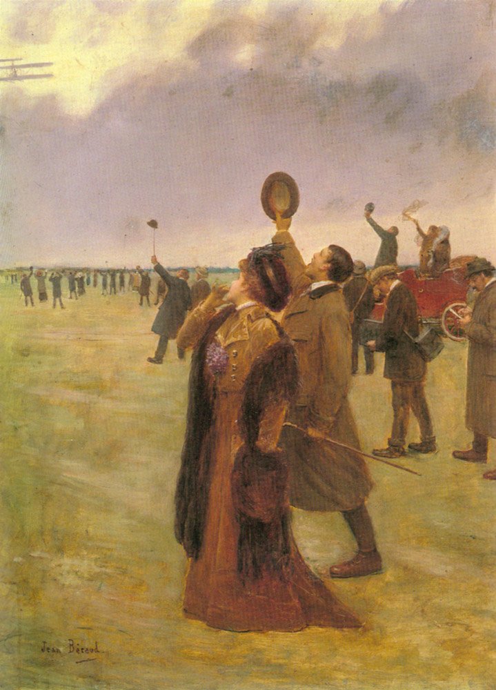 Wright típusú kétfedelű repülőgép repülése alkotó: Jean Beraud