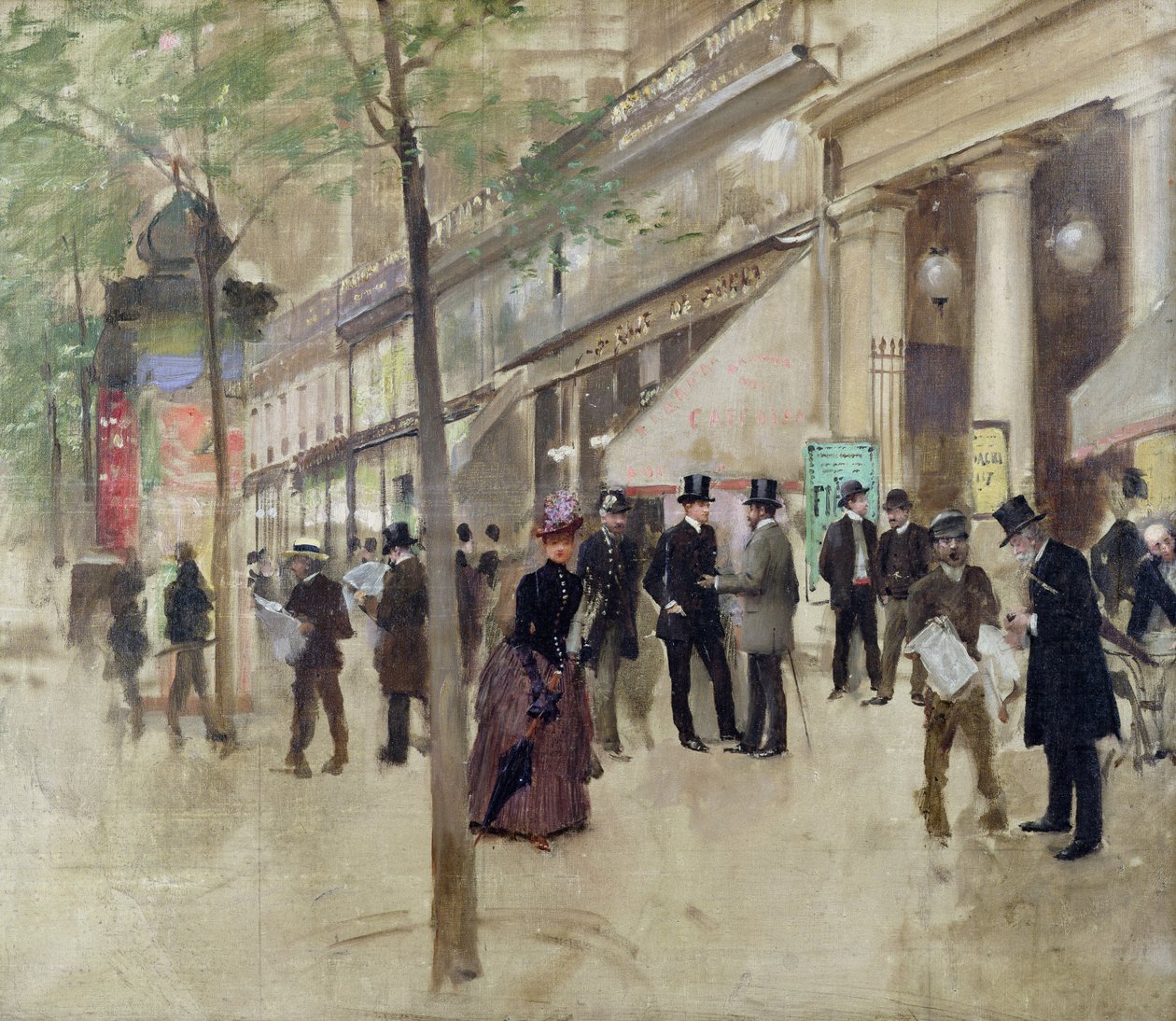 A Boulevard Montmartre és a Theater des Varietes, 1886 körül alkotó: Jean Beraud