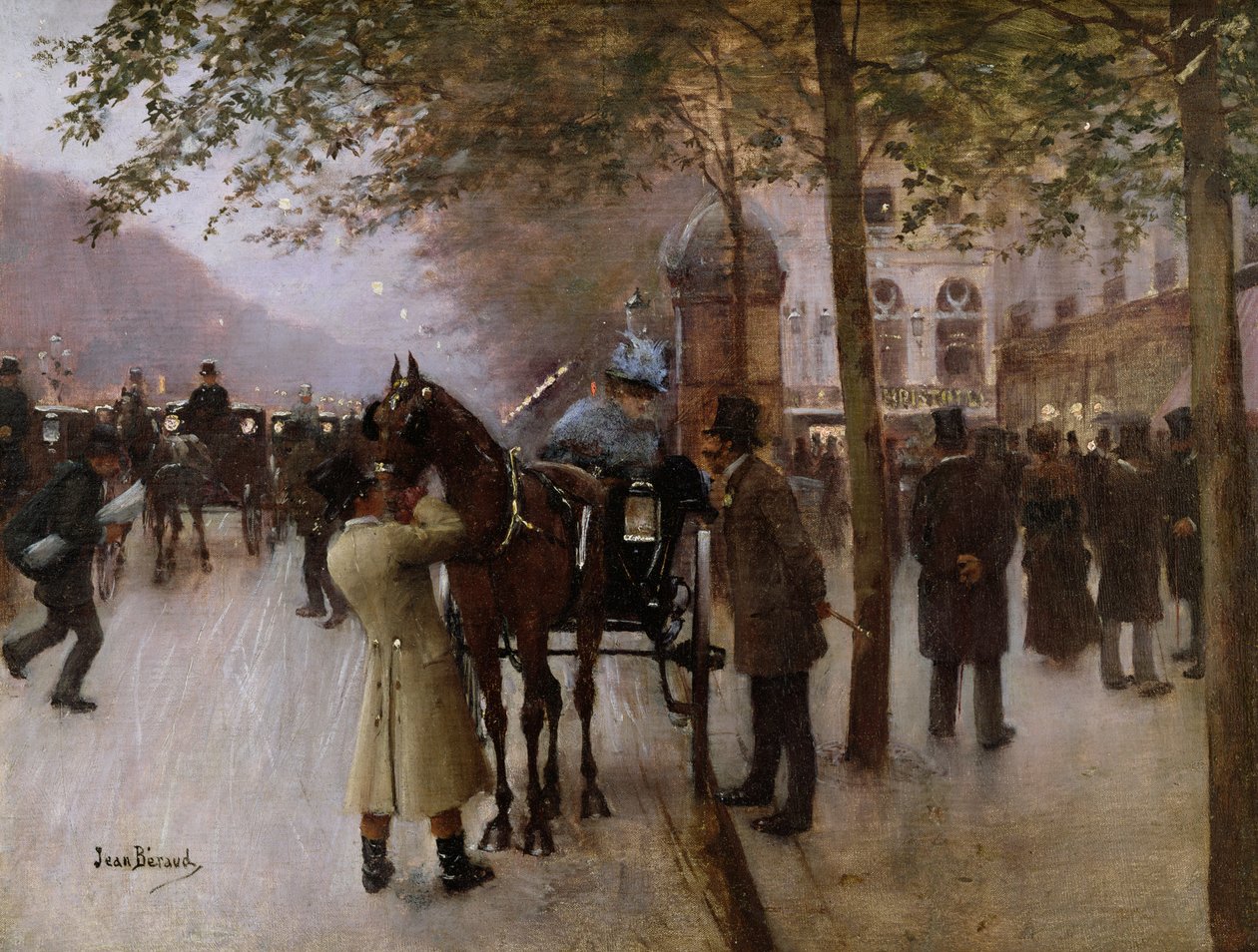 The Boulevards, Este a Cafe Napolitain előtt, 19. század vége alkotó: Jean Beraud
