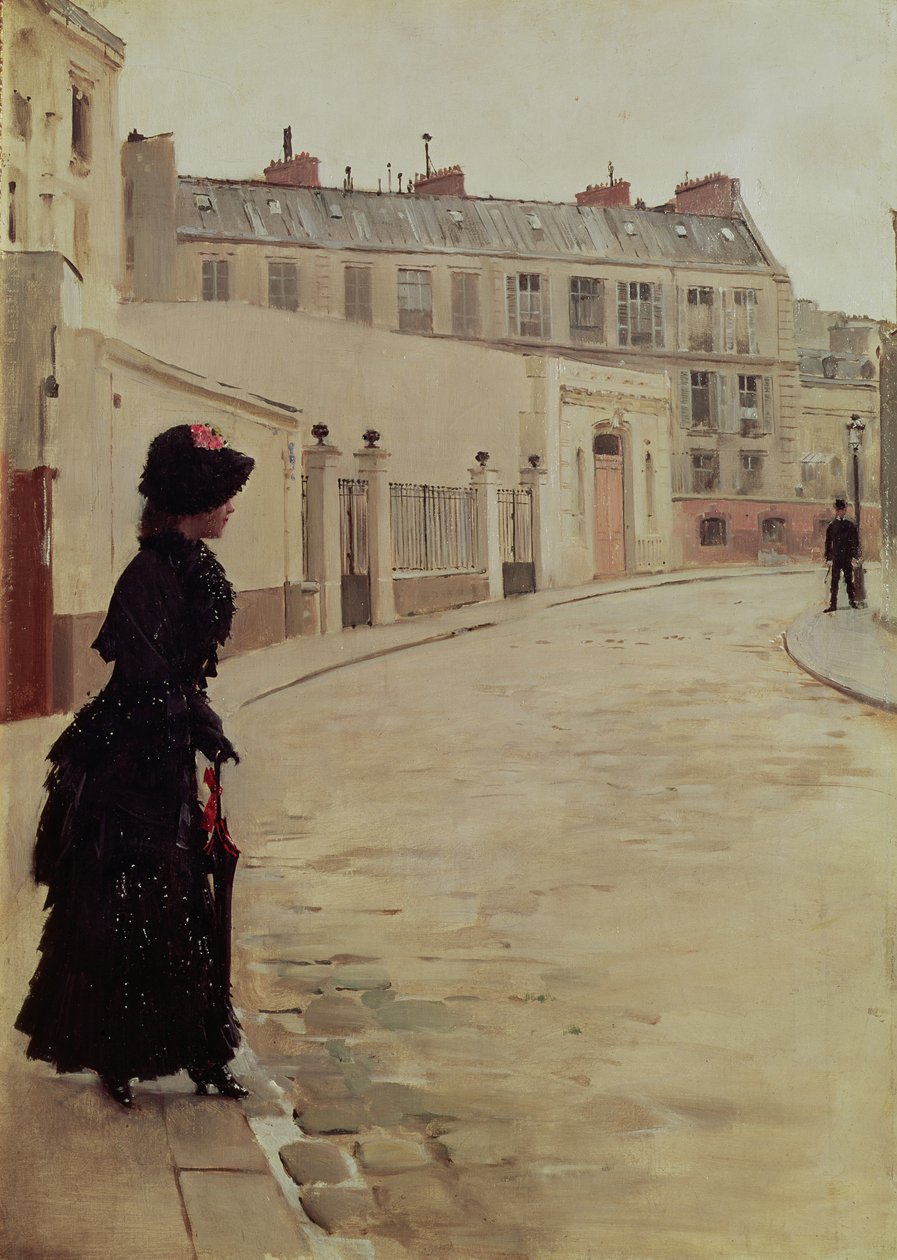 Várakozás, Rue de Chateaubriand, Párizs alkotó: Jean Beraud