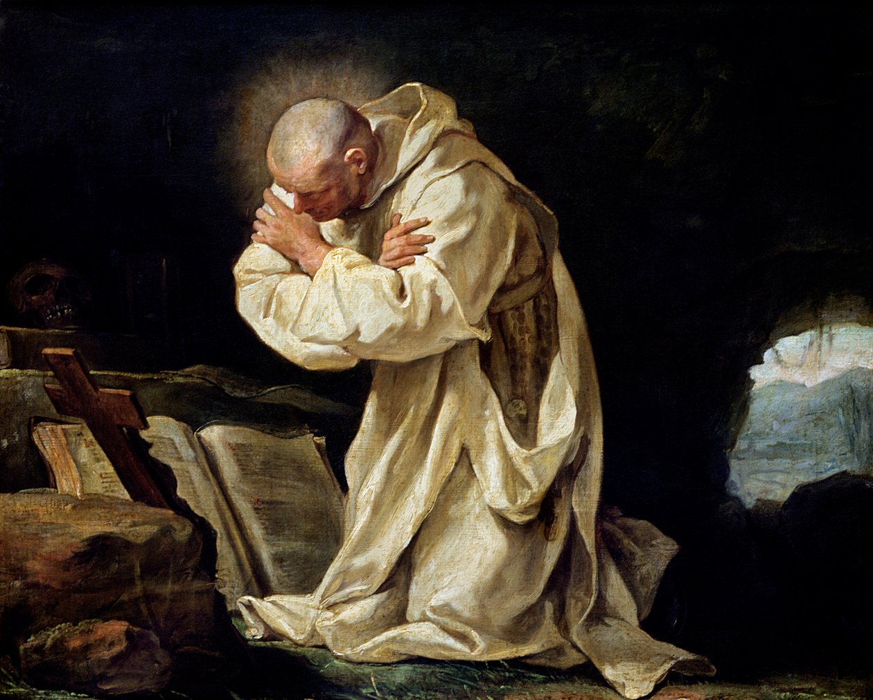 Szent Brúnó (1030-1101) Imádkozik a sivatagban, 1763 alkotó: Jean Bernard Restout