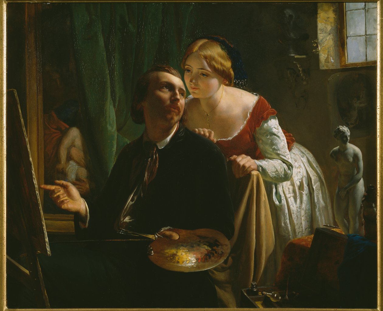 A festő és modellje, 1874 alkotó: Jean Bertou