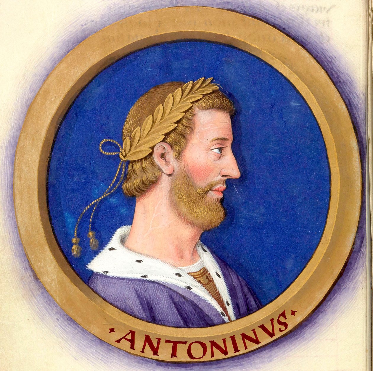 A tizenkét Caesar leírása alakjaikkal 16-Antoninus le Pieux alkotó: Jean Bourdichon