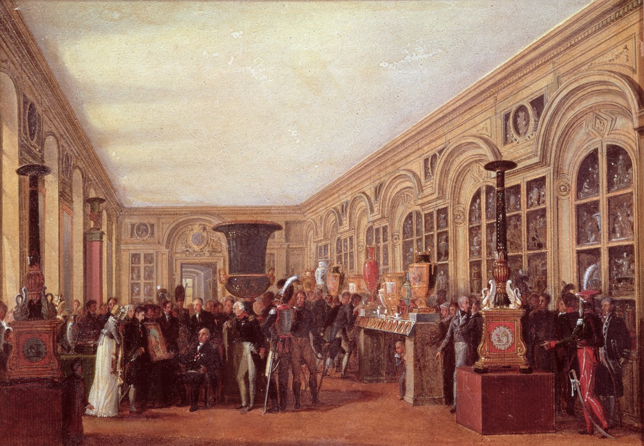 Alexandre Brongniart (1770-1847) A Sevres-i Műhely Művészeinek bemutatása XVIII. Lajosnak (1755-1824) (olaj, papír) alkotó: Jean Charles Develly