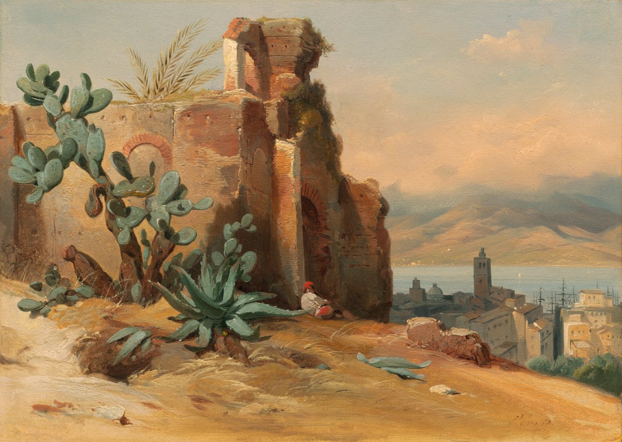 Ősi romok Messina közelében, Szicília alkotó: Jean Charles Joseph Rémond