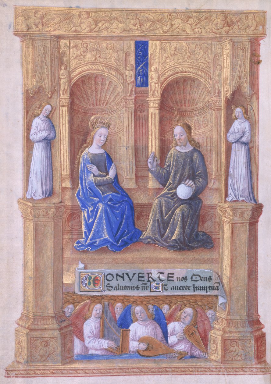 Ms Lat. Q.v.I.126 f.40v Krisztus és Szűz Mária trónolva, Louis d
