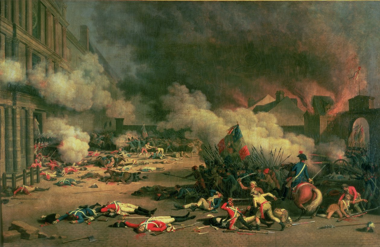 A Tuileriák bevétele, a Carrousel udvara, 1792. augusztus 10 alkotó: Jean Duplessi Bertaux